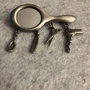 Vintage Pewter Hairstylist Brooch